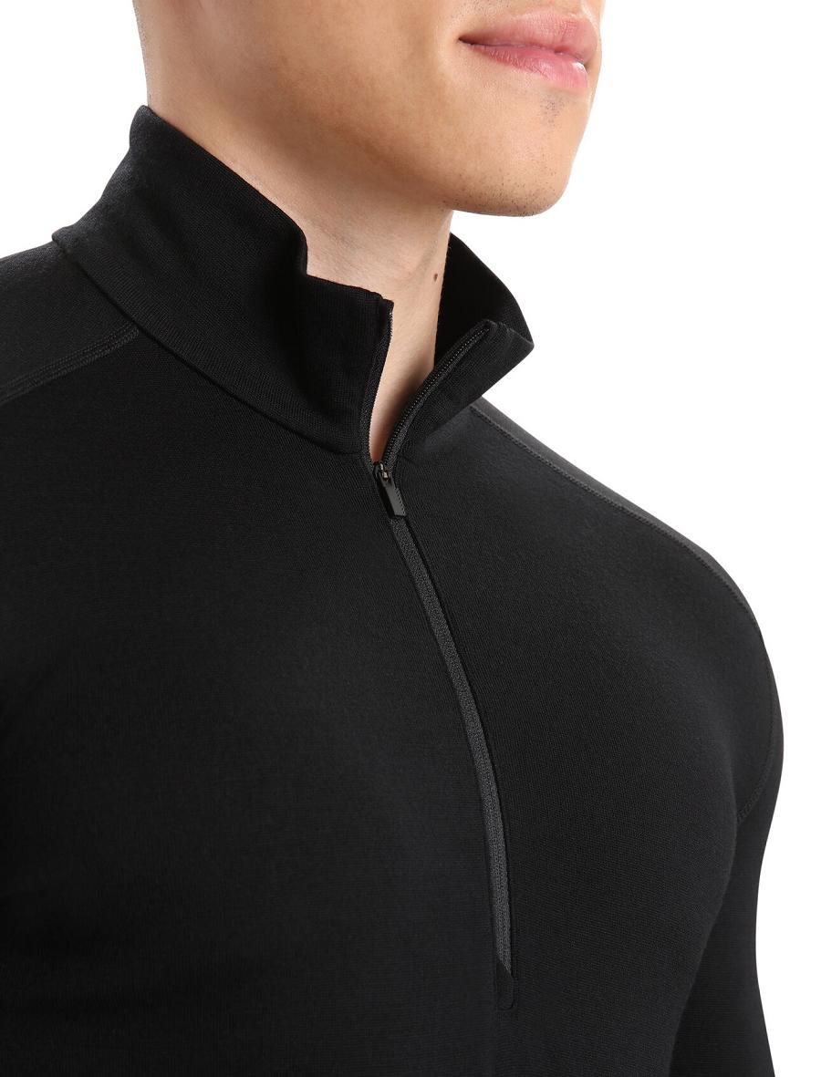 Black Icebreaker Merino 260 Tech Long Sleeve Half Zip Thermal Top Men's Base Layers | AU 1387UZGT